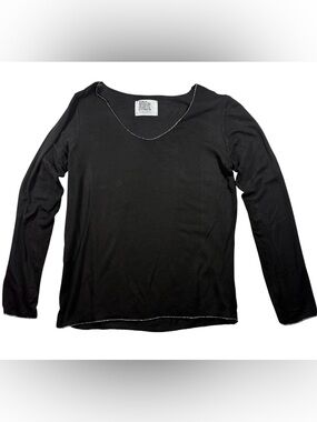 Free For Humanity Paris Italian Viscose Top - Albert Camus Quote - Black/Silver